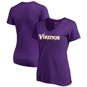 Add Minnesota Vikings NFL Pro Line by Fanatics Branded Women's Wordmark V-Neck Plus Size T-Shirt - Purple To Your NFL Collection