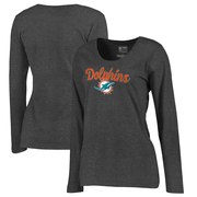 Add Miami Dolphins NFL Pro Line by Fanatics Branded Women's Freehand Long Sleeve Plus Size T-Shirt - Dark Heathered Gray To Your NFL Collection