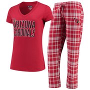 Add Arizona Cardinals Concepts Sport Women's Tiebreaker T-Shirt and Flannel Pajama Pant Set - Cardinal To Your NFL Collection