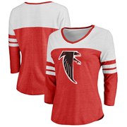 Add Atlanta Falcons NFL Pro Line Women's Throwback Two-Tone Three-Quarter Sleeve Tri-Blend T-Shirt - Red To Your NFL Collection