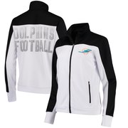 Add Miami Dolphins G-III 4Her by Carl Banks Women's Playmaker Full-Zip Track Jacket - White/Black To Your NFL Collection