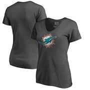 Add Miami Dolphins NFL Pro Line by Fanatics Branded Women's Plus Sizes Distressed Team Logo Tri-Blend T-Shirt - Charcoal To Your NFL Collection