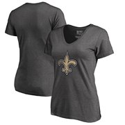 Add New Orleans Saints NFL Pro Line by Fanatics Branded Women's Plus Sizes Distressed Team Logo Tri-Blend T-Shirt - Charcoal To Your NFL Collection