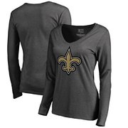 Add New Orleans Saints NFL Pro Line by Fanatics Branded Women's Primary Logo V-Neck Long-Sleeve T-Shirt - Heathered Gray To Your NFL Collection