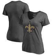 Add New Orleans Saints NFL Pro Line by Fanatics Branded Women's Primary Logo Plus-Size V-Neck T-Shirt - Heathered Gray To Your NFL Collection