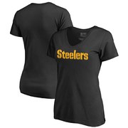 Add Pittsburgh Steelers NFL Pro Line by Fanatics Branded Women's Wordmark V-Neck T-Shirt - Black To Your NFL Collection