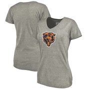 Add Chicago Bears NFL Pro Line by Fanatics Branded Women's Throwback Logo Tri-Blend V-Neck T-Shirt - Ash To Your NFL Collection