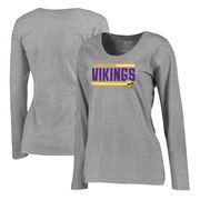 Add Minnesota Vikings NFL Pro Line by Fanatics Branded Women's Iconic Collection On Side Stripe Long Sleeve Plus Size T-Shirt - Ash To Your NFL Collection