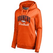 Order Denver Broncos NFL Pro Line Women's Victory Script Pullover Hoodie - Orange at low prices.