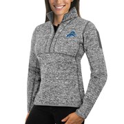Add Detroit Lions Antigua Women's Fortune Half-Zip Sweater - Heather Gray To Your NFL Collection