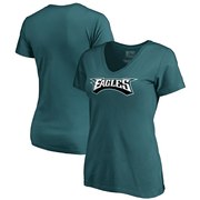 Add Philadelphia Eagles NFL Pro Line by Fanatics Branded Women's Wordmark V-Neck T-Shirt - Midnight Green To Your NFL Collection