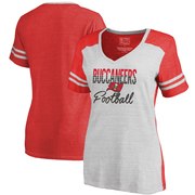 Add Tampa Bay Buccaneers NFL Pro Line by Fanatics Branded Women's Free Line Color Block Tri-Blend V-Neck T-Shirt - White/Red To Your NFL Collection