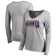 Add New York Giants NFL Pro Line by Fanatics Branded Women's Iconic Collection On Side Stripe Long Sleeve V-Neck T-Shirt - Ash To Your NFL Collection
