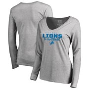 Add Detroit Lions NFL Pro Line by Fanatics Branded Women's Iconic Collection Script Assist Long Sleeve V-Neck T-Shirt - Ash To Your NFL Collection