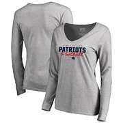 Add New England Patriots NFL Pro Line by Fanatics Branded Women's Iconic Collection Script Assist Long Sleeve V-Neck T-Shirt - Ash To Your NFL Collection