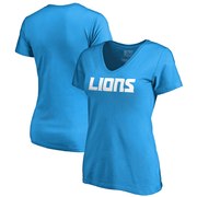 Add Detroit Lions NFL Pro Line by Fanatics Branded Women's Wordmark V-Neck T-Shirt - Blue To Your NFL Collection