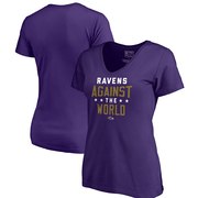 Add Baltimore Ravens NFL Pro Line by Fanatics Branded Women's Against The World V-Neck T-Shirt - Purple To Your NFL Collection