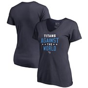 Add Tennessee Titans NFL Pro Line by Fanatics Branded Women's Against The World V-Neck T-Shirt - Navy To Your NFL Collection