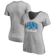 Add Detroit Lions NFL Pro Line by Fanatics Branded Women's Victory Script V-Neck T-Shirt - Heathered Gray To Your NFL Collection