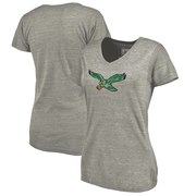 Add Philadelphia Eagles NFL Pro Line by Fanatics Branded Women's Throwback Logo Tri-Blend V-Neck T-Shirt - Ash To Your NFL Collection