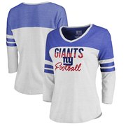 Add New York Giants NFL Pro Line by Fanatics Branded Women's Plus Size Color Block 3/4 Sleeve Tri-Blend T-Shirt - White To Your NFL Collection