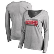 Add Tampa Bay Buccaneers NFL Pro Line by Fanatics Branded Women's Iconic Collection On Side Stripe Long Sleeve V-Neck T-Shirt - Ash To Your NFL Collection