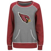 Add Arizona Cardinals Majestic Women's Overtime Queen Crew Neck Sweatshirt - Gray/Cardinal To Your NFL Collection