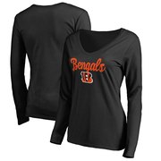 Add Cincinnati Bengals Women's Plus Sizes Freehand Long Sleeve T-Shirt - Black To Your NFL Collection