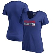 Add Saquon Barkley New York Giants NFL Pro Line by Fanatics Branded Women's Hometown Collection Welcome Home V-Neck T-Shirt – Royal To Your NFL Collection