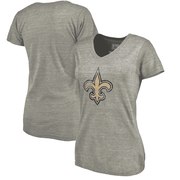 Add New Orleans Saints NFL Pro Line Women's Distressed Team Tri-Blend T-Shirt - Ash To Your NFL Collection