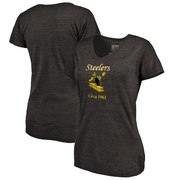 Add Pittsburgh Steelers Fanatics Branded Women's Throwback Logo Tri-Blend V-Neck T-Shirt - Black To Your NFL Collection