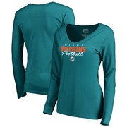 Add Miami Dolphins NFL Pro Line by Fanatics Branded Women's Iconic Collection Script Assist Long Sleeve V-Neck T-Shirt - Aqua To Your NFL Collection