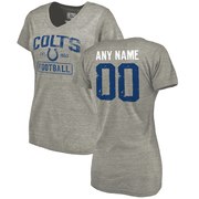 Add Women's Indianapolis Colts Heather Gray Distressed Custom Name & Number Tri-Blend V-Neck T-Shirt To Your NFL Collection