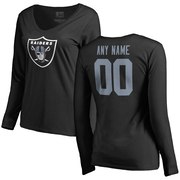 Add Oakland Raiders NFL Pro Line Women's Personalized Name & Number Logo Long Sleeve T-Shirt - Black To Your NFL Collection