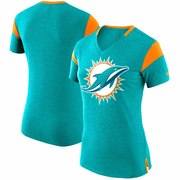 Add Miami Dolphins Nike Women's Fan V-Neck T-Shirt - Heathered Aqua To Your NFL Collection