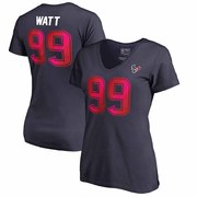 Add J.J. Watt Houston Texans NFL Pro Line by Fanatics Branded Women's Authentic Foil Stack Name & Number V-Neck T-Shirt - Navy To Your NFL Collection