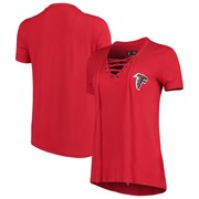 Add Atlanta Falcons New Era Women's Lace-Up V-Neck T-Shirt – Red To Your NFL Collection