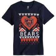 Add Chicago Bears Girl's Youth Candy Cane Love T-Shirt - Navy To Your NFL Collection