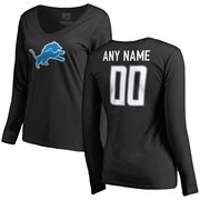 Add Detroit Lions Pro Line Women's Personalized Name & Number Logo Long Sleeve T-Shirt - Black To Your NFL Collection