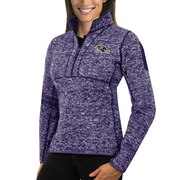 Add Baltimore Ravens Antigua Women's Fortune Half-Zip Sweater - Heather Purple To Your NFL Collection