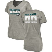 Add Philadelphia Eagles NFL Pro Line by Fanatics Branded Women's Personalized Retro Tri-Blend V-Neck T-Shirt - Heathered Gray To Your NFL Collection