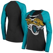 Add Jacksonville Jaguars Majestic Women's Long Sleeve Lace-Up V-Neck T-Shirt - Black/Teal To Your NFL Collection