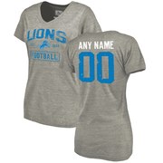 Add Women's Heather Gray Detroit Lions Distressed Custom Name & Number Tri-Blend V-Neck T-Shirt To Your NFL Collection