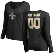 Add New Orleans Saints NFL Pro Line Women's Personalized Name & Number Logo Long Sleeve T-Shirt - Black To Your NFL Collection