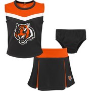 Add Cincinnati Bengals Girls Toddler Two-Piece Spirit Cheerleader Set with Bloomers - Black/Orange To Your NFL Collection