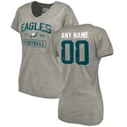 Add Women's Heather Gray Philadelphia Eagles Distressed Custom Name & Number Tri-Blend V-Neck T-Shirt To Your NFL Collection