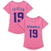 Add Adam Thielen Minnesota Vikings Girls Youth Dolman Mainliner Name & Number T-Shirt – Pink To Your NFL Collection
