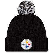 Add Pittsburgh Steelers New Era Women's Cozy Cable Cuffed Knit Hat – Black To Your NFL Collection