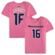 Add Tyler Lockett Seattle Seahawks Girls Preschool Player Mainliner Name & Number T-Shirt – Pink To Your NFL Collection