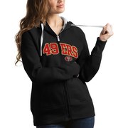 Add San Francisco 49ers Antigua Women's Victory Full-Zip Hoodie - Black To Your NFL Collection